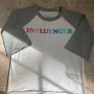 Chaser “INFLUENCER” 3/4 sleeve Baseball Tee Shirt